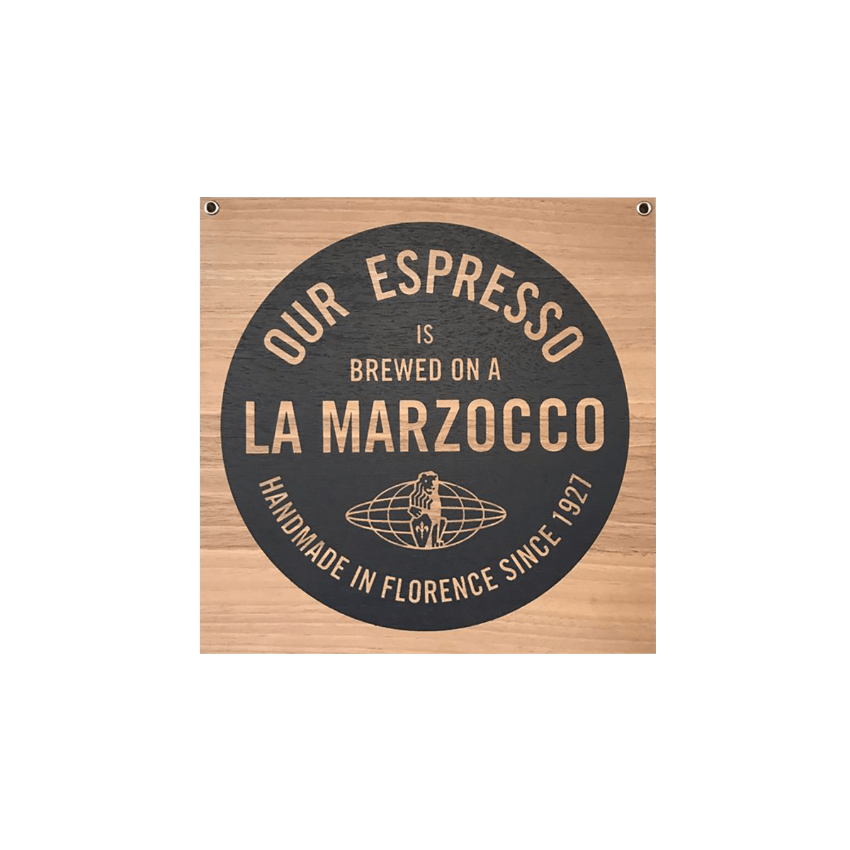 Coffeeshop houten uithangbord La Marzocco
